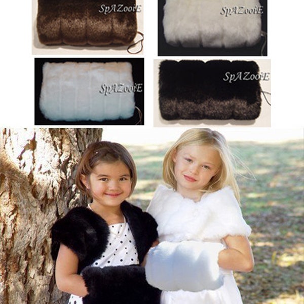 CHILD size fur hand muff warmer flower girl muff bridal CHOOSE COLOR (white, ivory, black or brown) mink fur