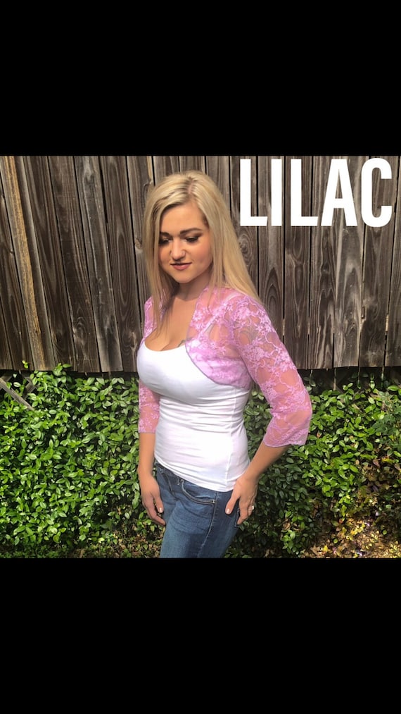 Lace Bolero Shrug Jacket 3 4 Sleeve Bridal or Prom Cover up Small Through Plus Size LBA301 AVAILABLE in Silver Gray and 6 Other Colors Etsy