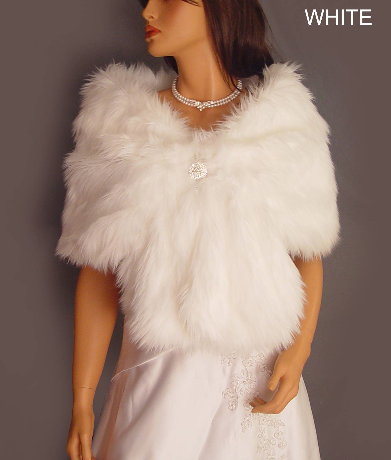 white fur shrug wedding