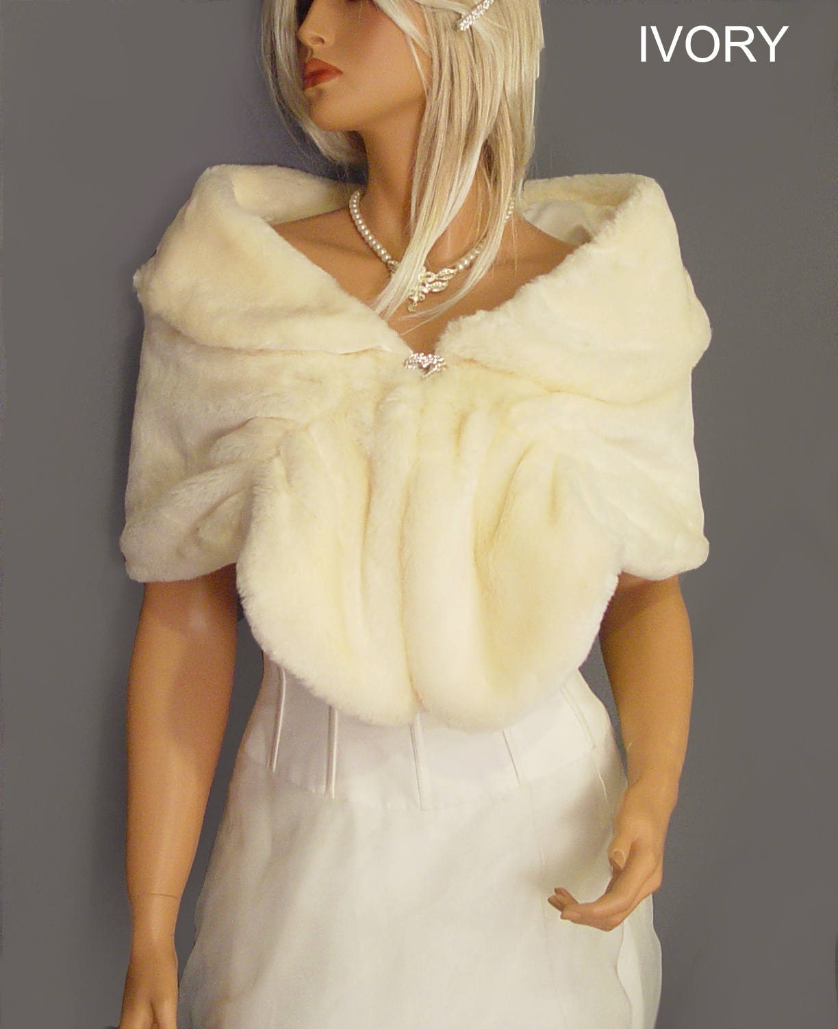 Faux Fur Shrug in Beaver Bridal Faux Fur Stole wedding Stole Etsy