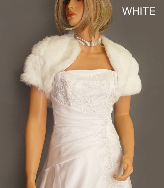 Buy Faux Fur Bolero Shrug Jacket Short Sleeve in Mink Bridal Wedding Stole Coat Wrap Cover up Fur Shrug FBA100 AVL in Ivory 3 Other Colors Online in India Etsy