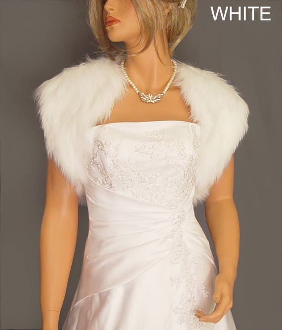 Faux fur wedding bridal evening bolero jacket shrug long sleeve Size S-XL Trouwen Kleding Schouderbedekking & Boleros 