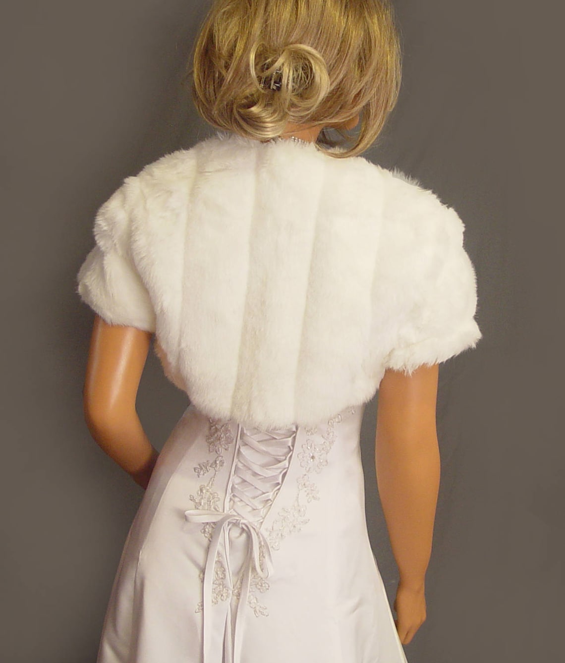 Faux Fur Bolero Shrug Jacket Short Sleeve in Mink Bridal Etsy