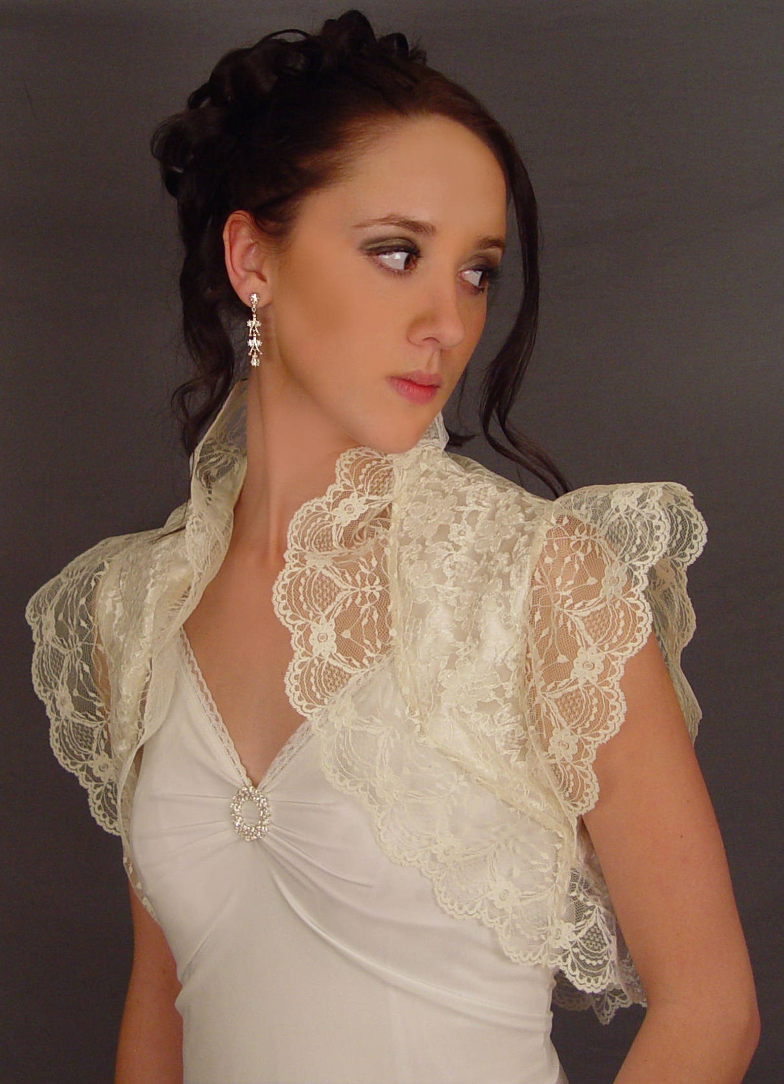 Lace Bolero Jacket Wedding Shrug Bridal Cover up Sleeveless Etsy