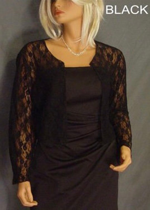 Hip Length Lace Bolero Jacket Long Sleeve Wedding Shrug Bridal Wrap LBA311 AVAILABLE in Black and 6 Other Colors Small Through Plus Size Etsy UK