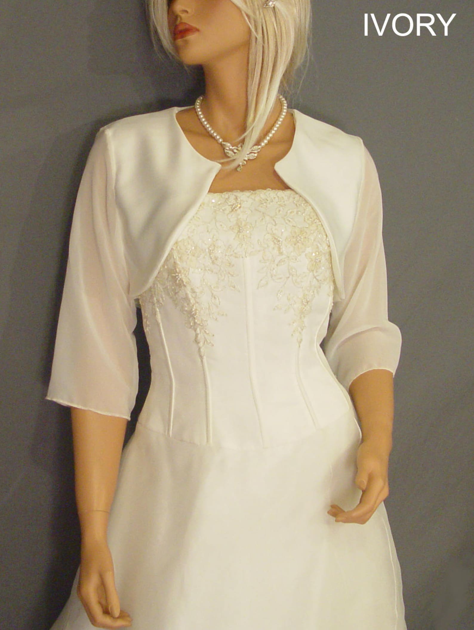 Satin Bridal Bolero Jacket With 3/4 Chiffon Sleeves Shrug Wrap Etsy — free download