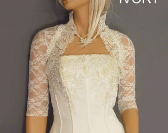 Vintage lace button up blouse jacket top  vintage French Alencon bridal lace jacket  eyelet lace Victorian wedding jacket