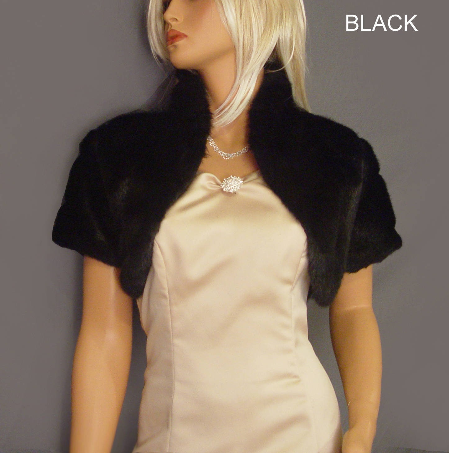 Black fur bolero top