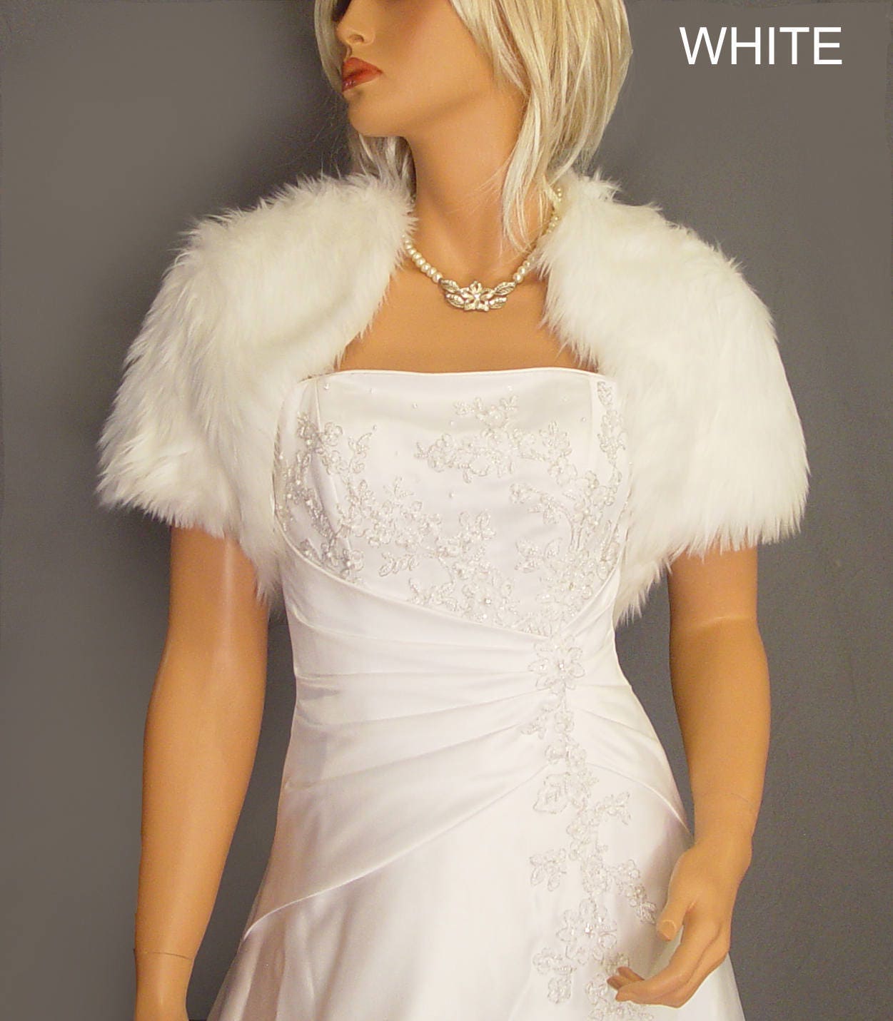 Silver faux fur bolero jacket cheap