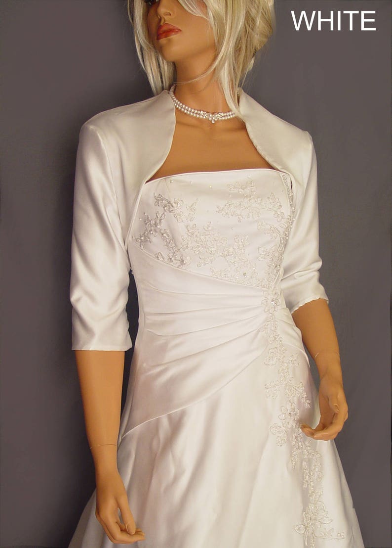 Satin bolero jacket 100% quality warranty! wedding shrug bridal u cover sleeve 4 3 coat Max 57% OFF