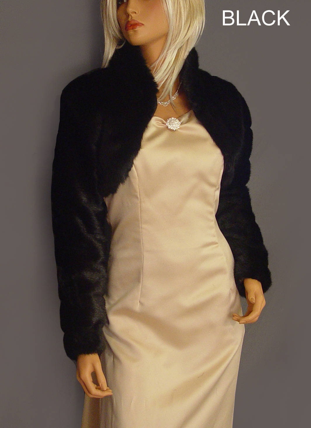 Faux Fur Bolero Jacket in Mink With Long Sleeves and Collar Etsy
