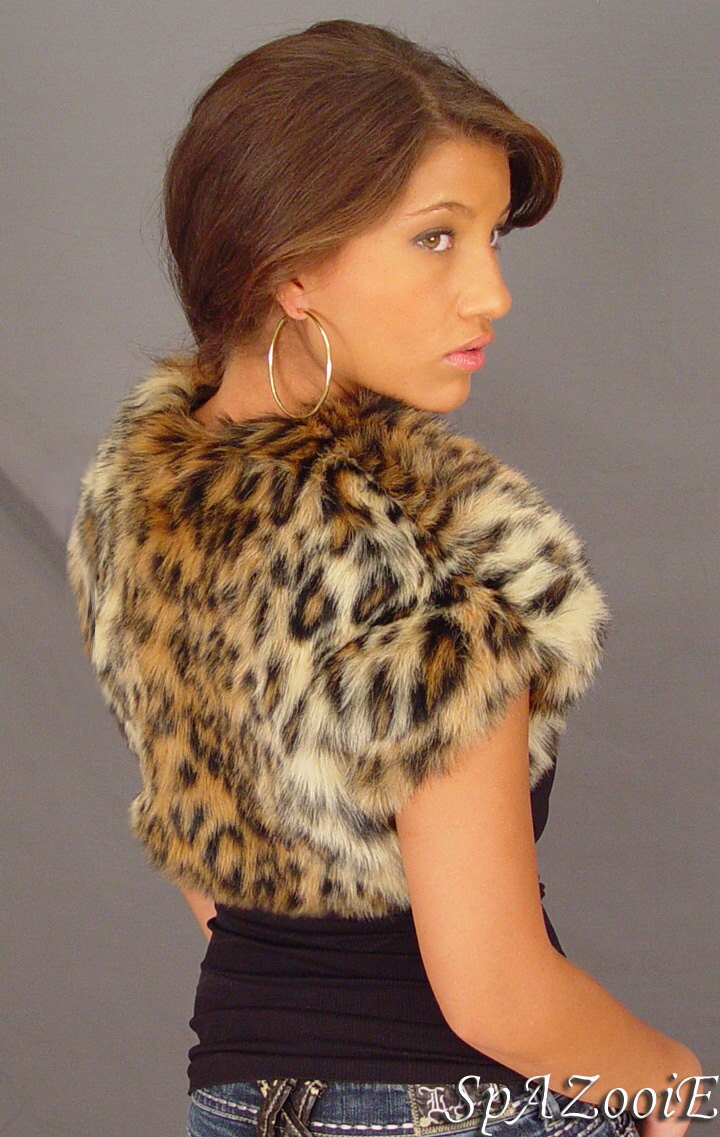 Leopard Animal Print Faux Fur Short Sleeve Bolero Jacket Shrug - Etsy