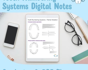Guide d'étude des systèmes de numérotation des dents dentaires (Goodnotes et PDF)
