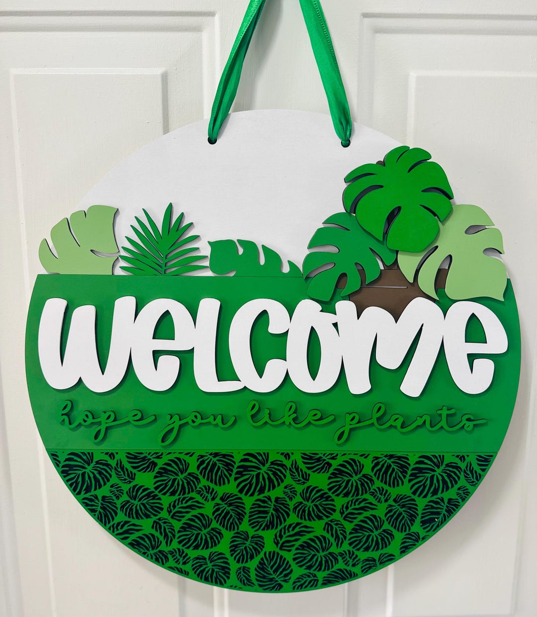 Hope You Like Plants / Wooden Door Hanger / Hand Made Door Sign / Gift ...