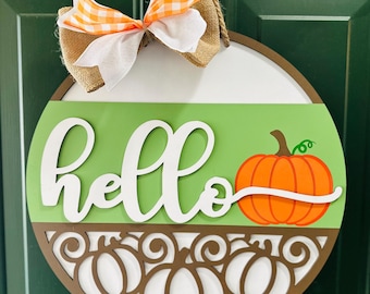 Handgefertigtes Türschild Halloween Herbst Kürbis - Türschild aus Holz