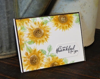 Fun Fall Card Handmade Sunflower Card ANY Occasion Hello Birthday Thankful Friendship Stampin Up Notecard Greeting Card