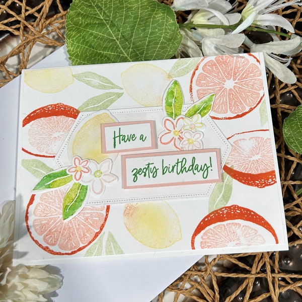 Have a Zesty Birthday Handmade Card Oranges Sweet Citrus Oranges Lemons Farm Fresh Greeting Card