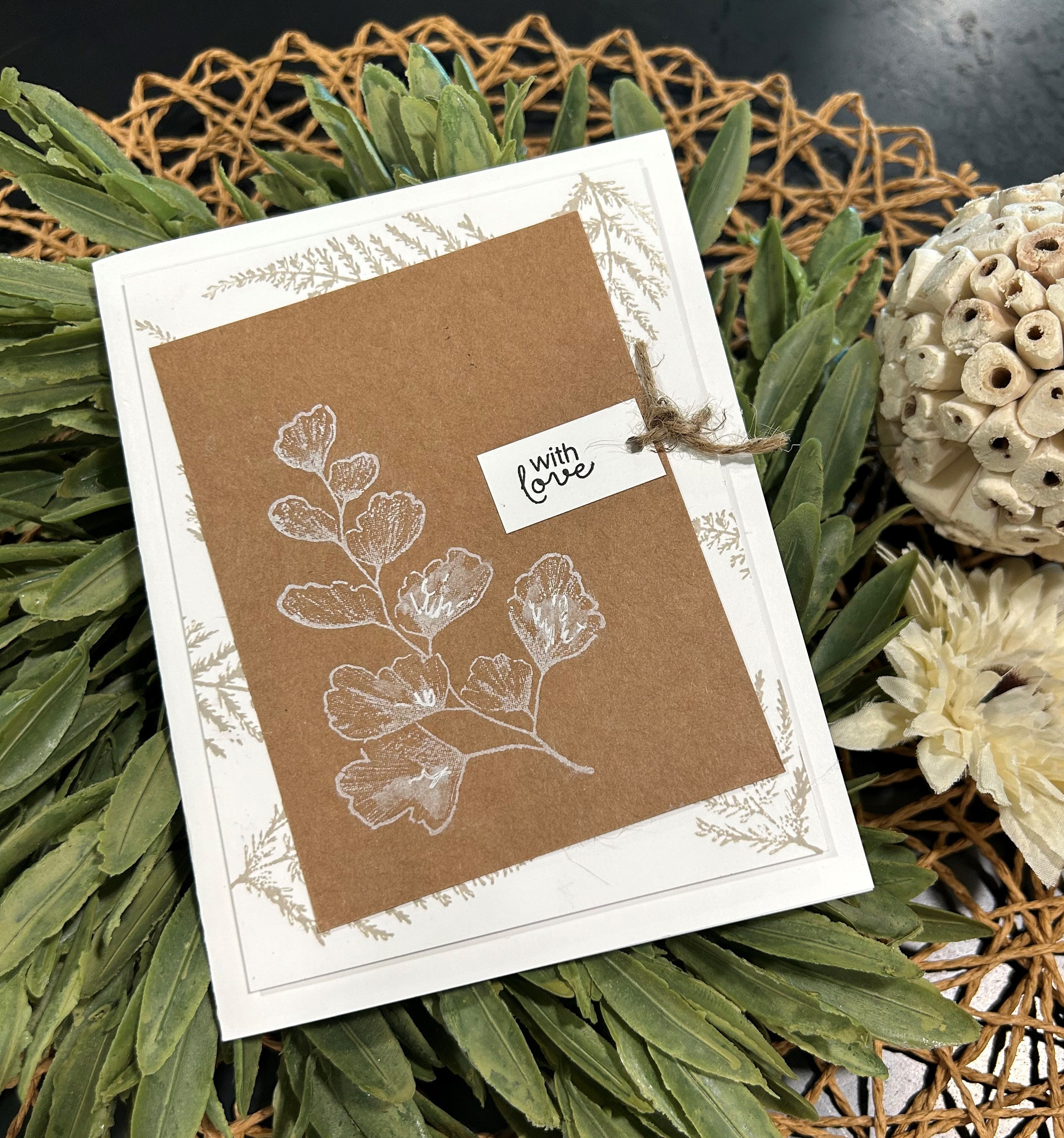 Handmade Kraft Floral Greeting Card - With Love - All Occasion - Etsy