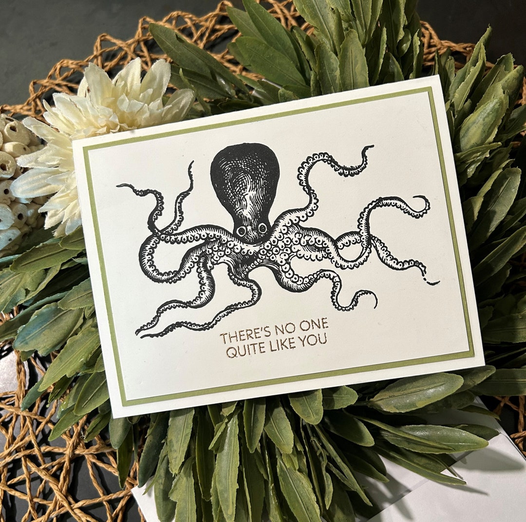 Octops Card Handmade Octopus Card: Embossed All Occasion Greeting Card - Etsy