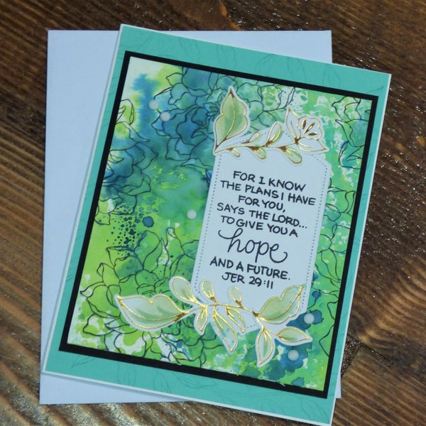 Jeremiah 29:11 Handmade Greeting Card Scripture Plans for a Future and Hope watercolor Floral All Occasion Scripture Christian Card