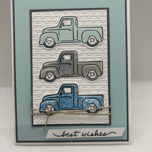 Masculine Card, Card for Him, Classic Truck Card, Handmade Greeting Card, Thank You, Best Wishes, Happy Birthday, Guy Card