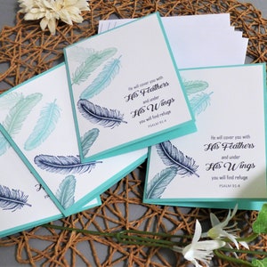 Handmade Psalm 91 Card: Feather Design, Christian Greeting Card