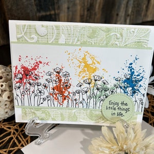 Colorful Poppies OOAK Handmade Greeting Card Stampin Up Painted Poppies Notecard Enjoy The Little Things All Occasion Card