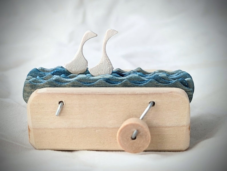 wooden swans automaton kinetic sculpture hand crank wedding anniversary gift image 5
