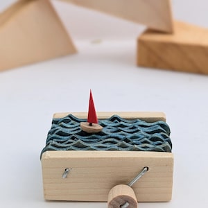 Hölzerne Segelboot Automat Skulptur Mechanisches Segeln Kunst Einzigartiges Maritimes Geschenk