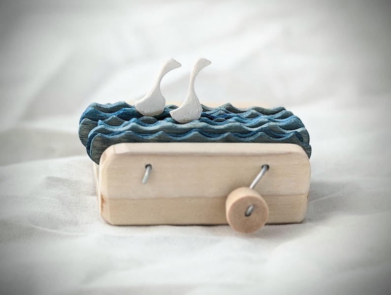 wooden swans automaton kinetic sculpture hand crank wedding anniversary gift image 4