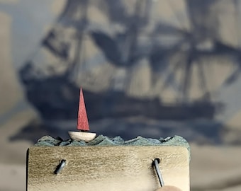 handgemaakte kinetische sculptuur houten zeilboot nautische automaat maritiem cadeau voor zeeman