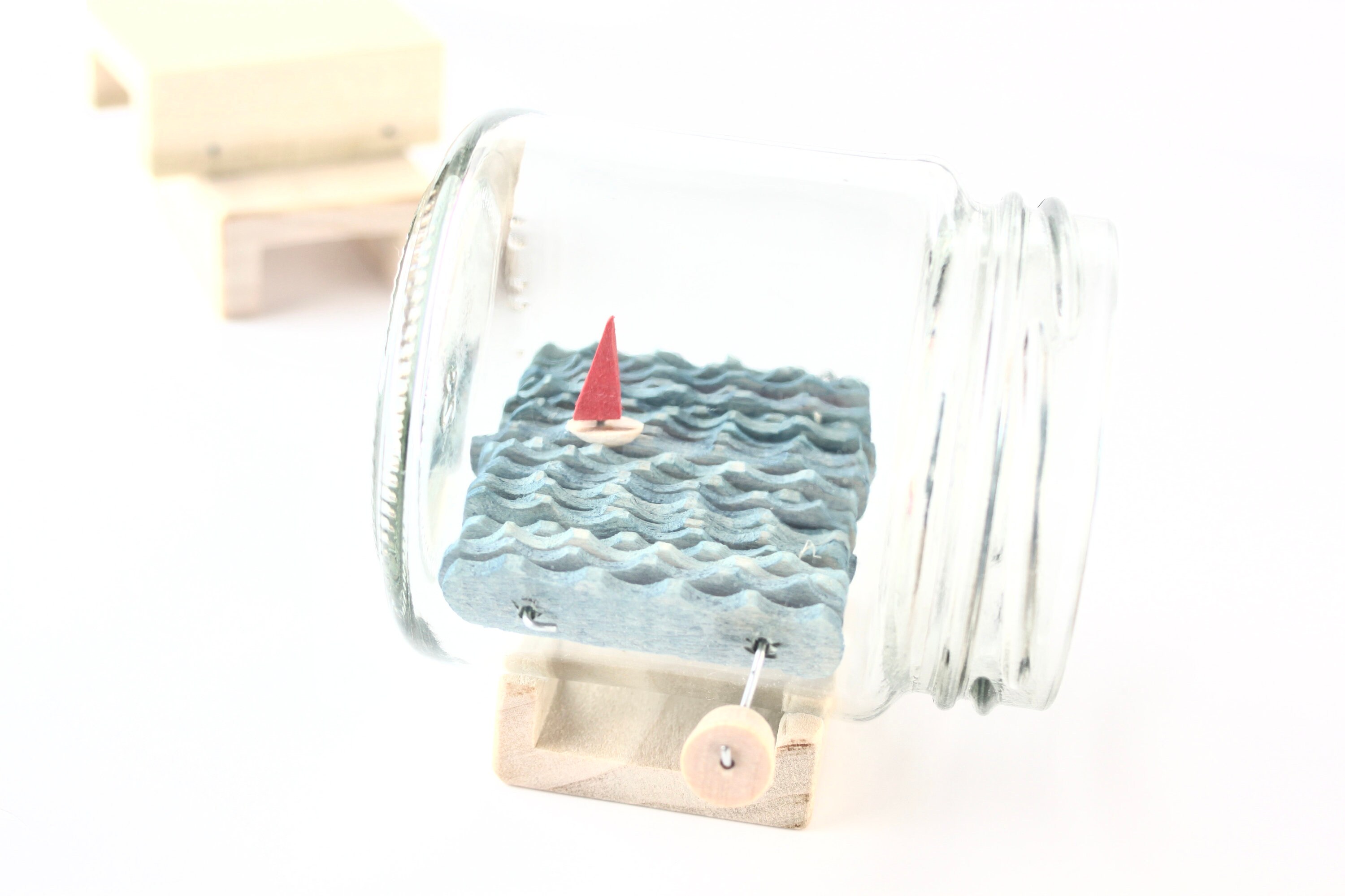 Sculpture Hand Crank Ship in a Bottle Nautical Decor Etsy