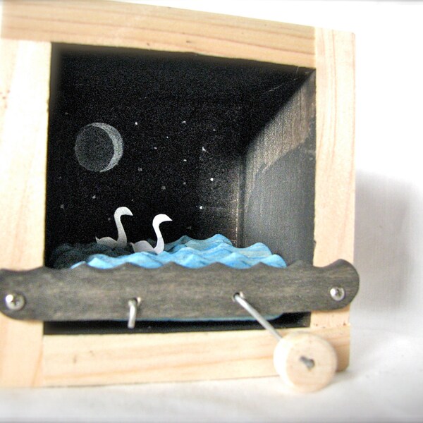 night swans wooden automaton