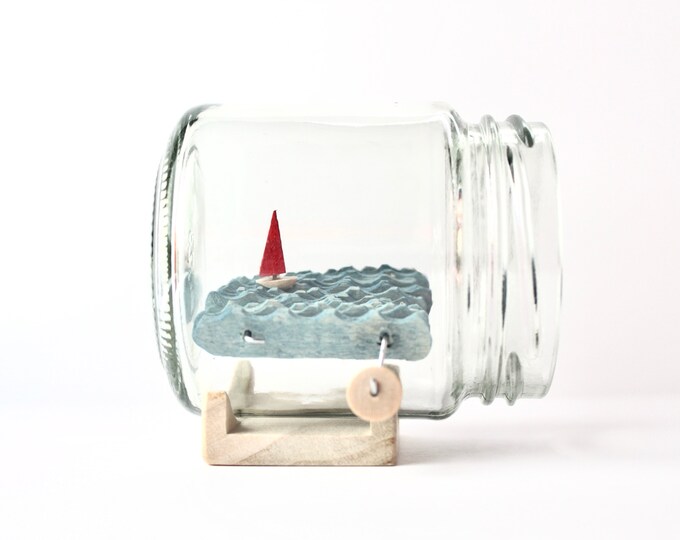 Sculpture Hand Crank Ship in a Bottle Nautical Decor Etsy