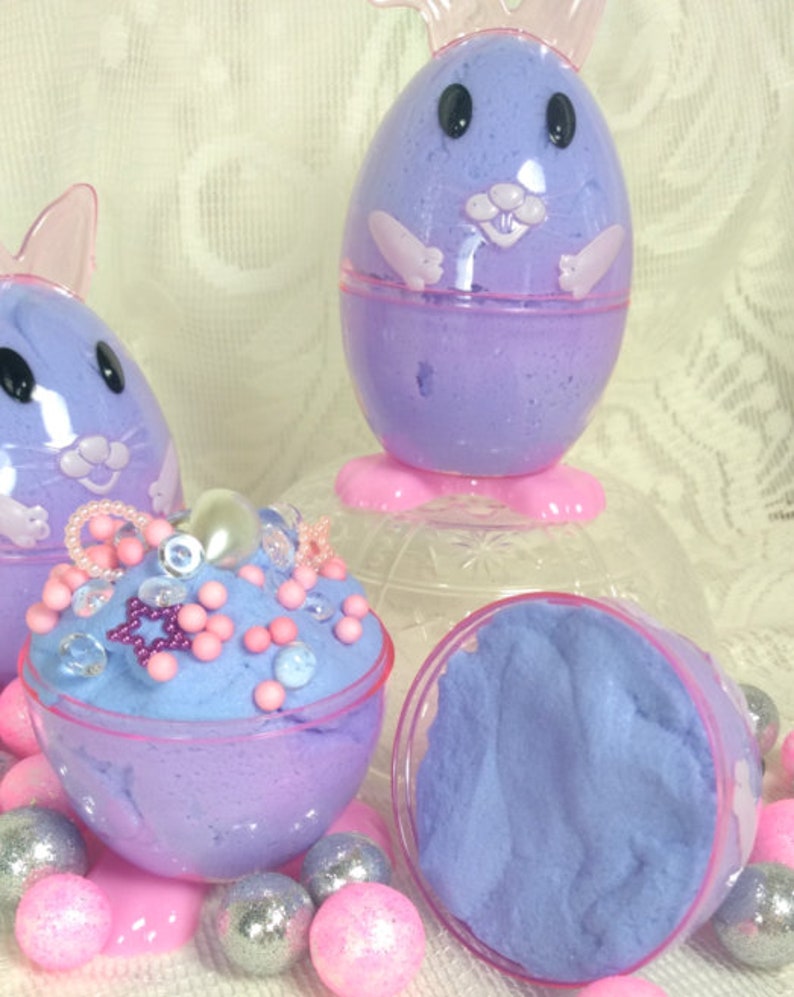 Easter basket gifts rabbit eggs in blueberry muffin scent 6 Easter theme slime party favors icee cloud chick eggs in bubblegum scent