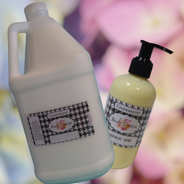 Any Scent Half Gallon or Gallon lotion pre scented for retail or personal use. Bulk Wholesale,