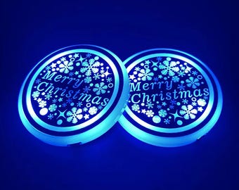 Custom LED Car Coasters Water Cup Mat USB Charging LED Car Cup Holder Lights Glowing 7 Colors Car Cup Holder