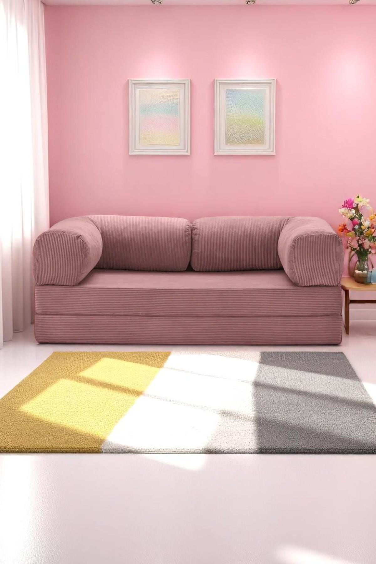 Upholstered Tufted Convertible Futon Sofa Bed, Velvet Sleeper Couch, 3