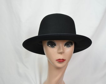 Black Wool Felt 2 1/2  Inch Brim Annie Hall Hat / Vintage Inspired Felt Hat /SM/Medium - XLG Sizes Felt Hat / Annie Hall Style Hat