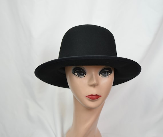 Victorian Mens Black Wool Felt Wide Brim Hat (Size L) | Dickens | Downton Abbey | Edwardian