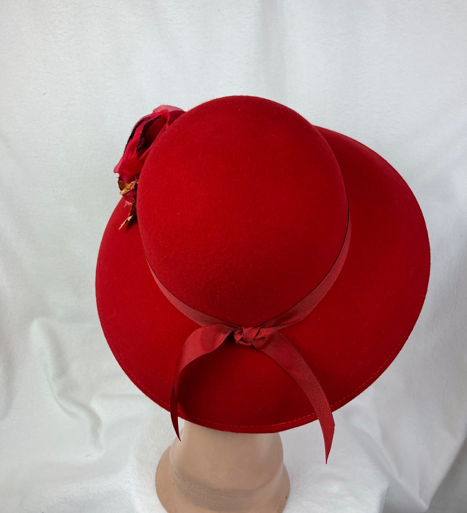 Red Wool Felt Lampshade Hat With Red Handmade Roses / 4 Inch Etsy