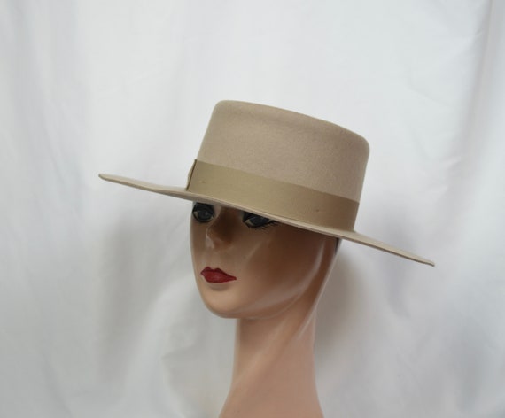 Tan Wide Brim Felt Hat for Women