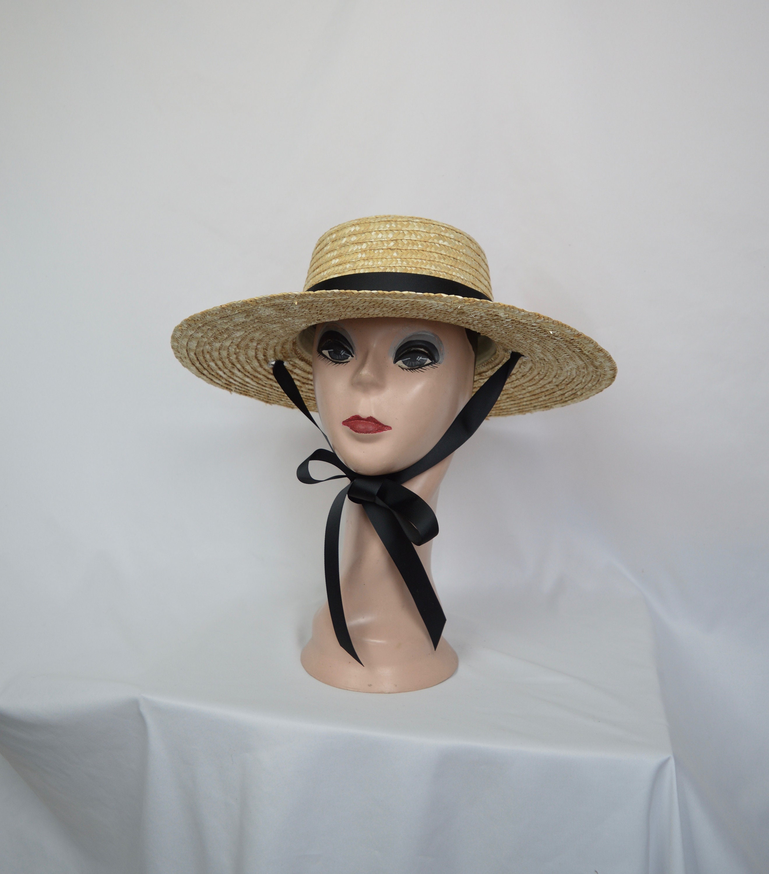 4 Inch Natural Straw Boater Hat With 