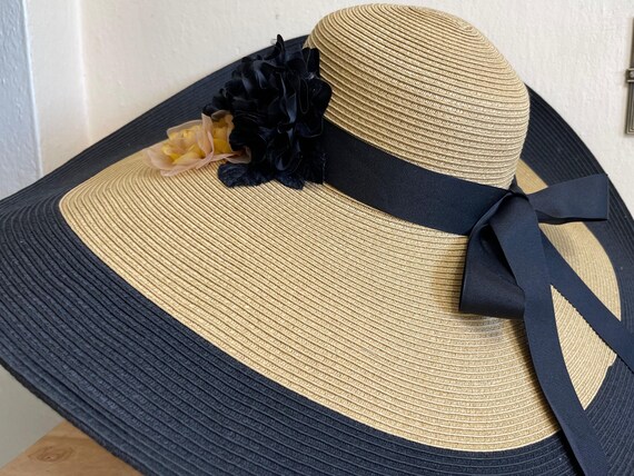 New Hat Attack Straw Sun Hat Wide Brim Paper Weave Black Ribbon Tie Hat Attack | Accessories | New Hat Attack Straw Sun Hat Wide  main image 4