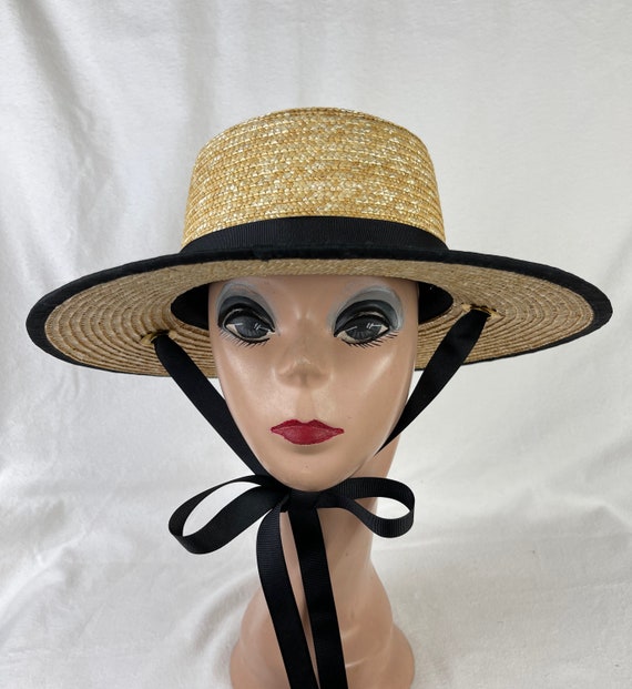 Straw Boater Hat Adult Cream Straw Boater Hat Adult Cream