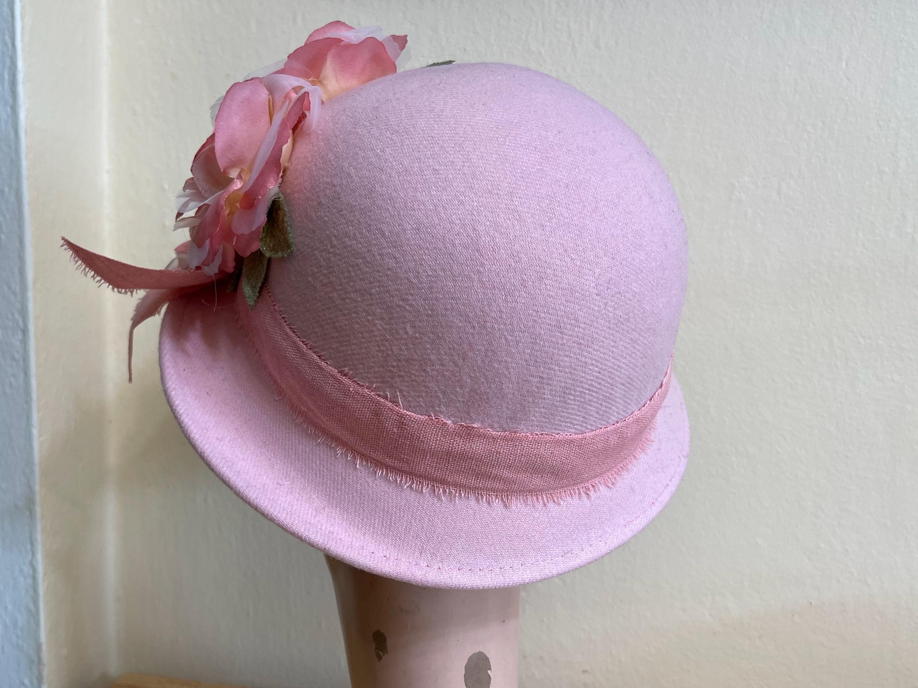 Pink Felt Cloche Hat: Vintage 1920s Style With Silk Roses - Etsy