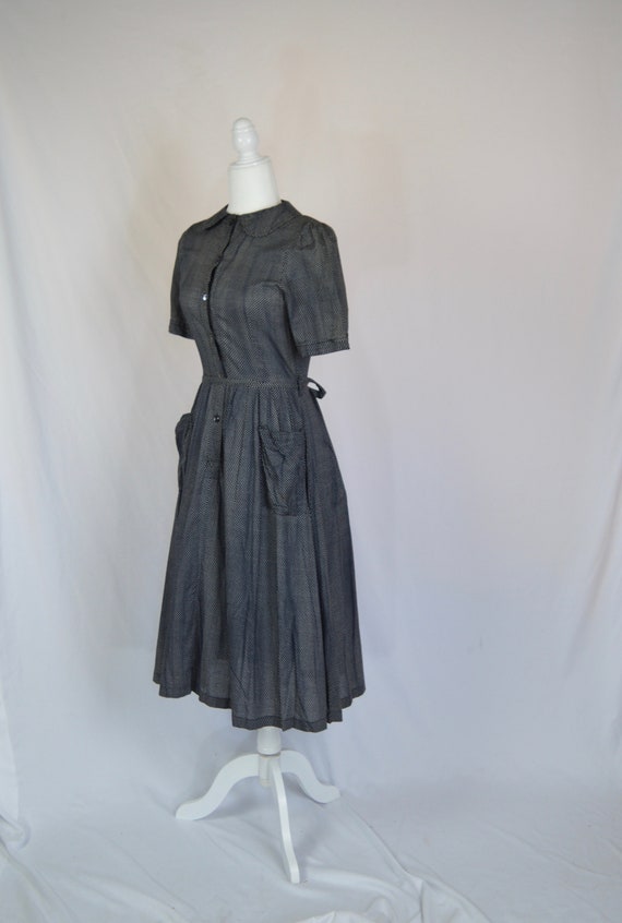 Vintage 1970s Laura Ashley Cotton Black Print Dres