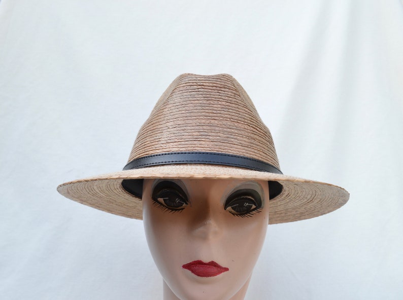 Palm Straw Small Brim Fedora Hat 