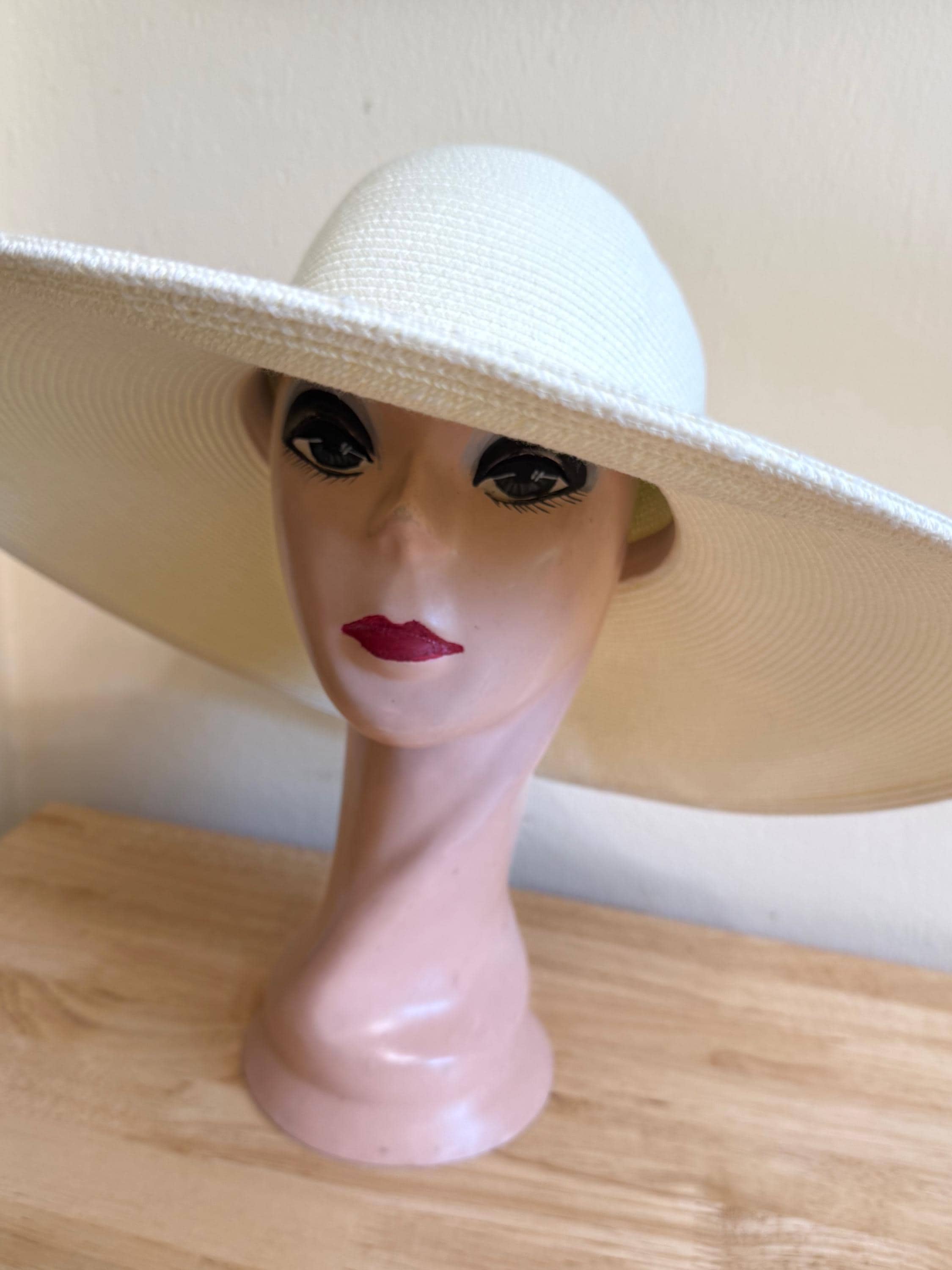 Unisex Wide-Brim Straw Sun Hat with Decorative Band - Cream NINE WEST Floppy Straw Summer Hat Wide Brim Kentucky Derby  main image 3