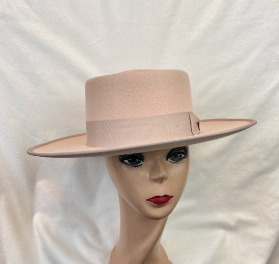 Blush Wool Felt 3.5 Inch Large Brim Gambler Style Hat With Ribbon Edge Felt Hat Large Brim Felt Hat Australian Wool Felt Hat Etsy Australia